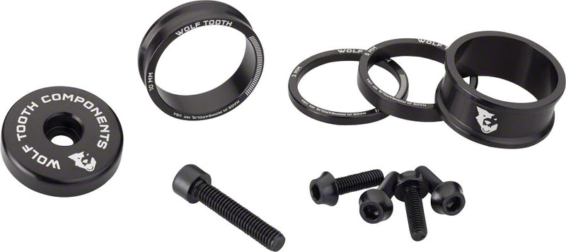 Wolf Tooth BlingKit: Headset Spacer Kit 3, 5,10, 15mm, Black