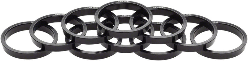 Problem Solvers Tapered Headset Stack Spacer - 28.6, 5mm, Aluminum, Black, Bag of 10