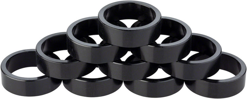 Problem Solvers Headset Stack Spacer - 25.4, 10mm, Aluminum, Black, Bag of 10