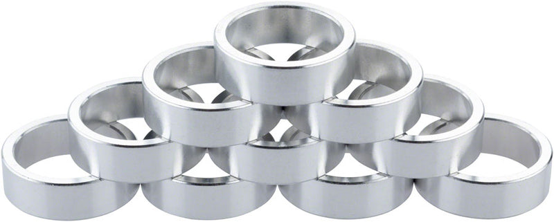 Problem Solvers Headset Stack Spacer - 25.4, 10mm, Aluminum, Silver, Bag of 10