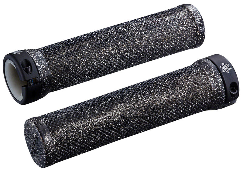 Supacaz Diamond Kush Grips: Black with Single Star Ringz