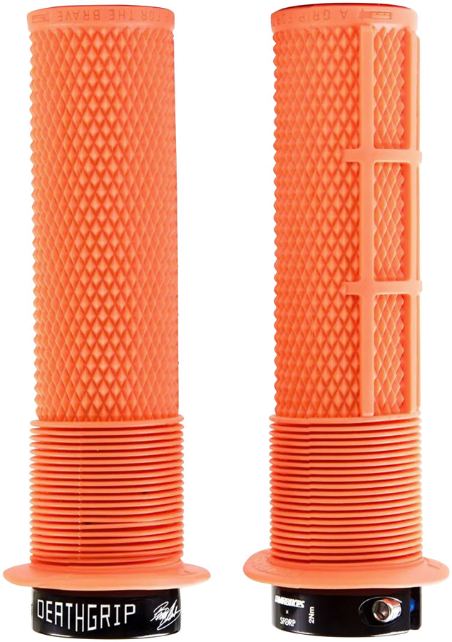 DMR DeathGrip Flanged Grips - Thick, Lock-On, Orange