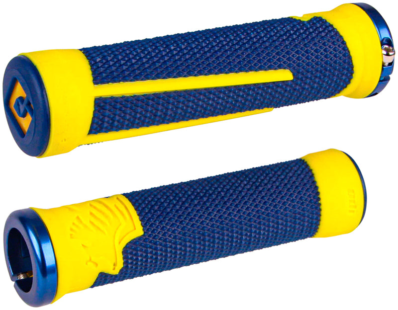 ODI AG2 Grips - Blue, Cyber Yellow, Lock-On