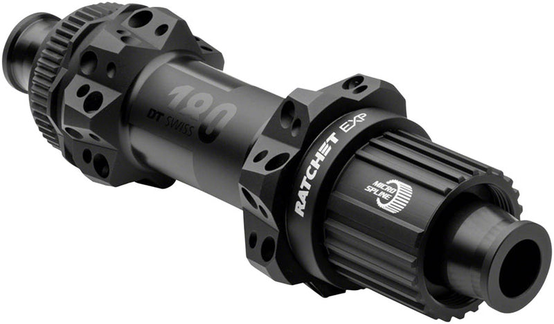 DT Swiss 180 EXP Rear Hub - 12 x 148mm, Center-Lock, Micro Spline, Black, 28H, Straight Pull, 36pt