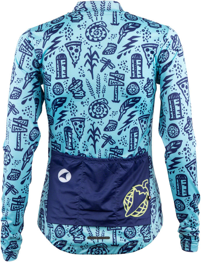 Salsa Women's Gravel Story Long Sleeve Jersey - Lite Blue, Dark Blue, Yellow, Small