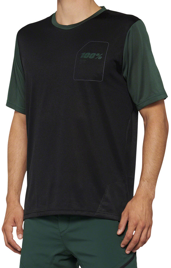 100% Ridecamp Jersey - Black/Green, Short Sleeve, Men's, X-Large