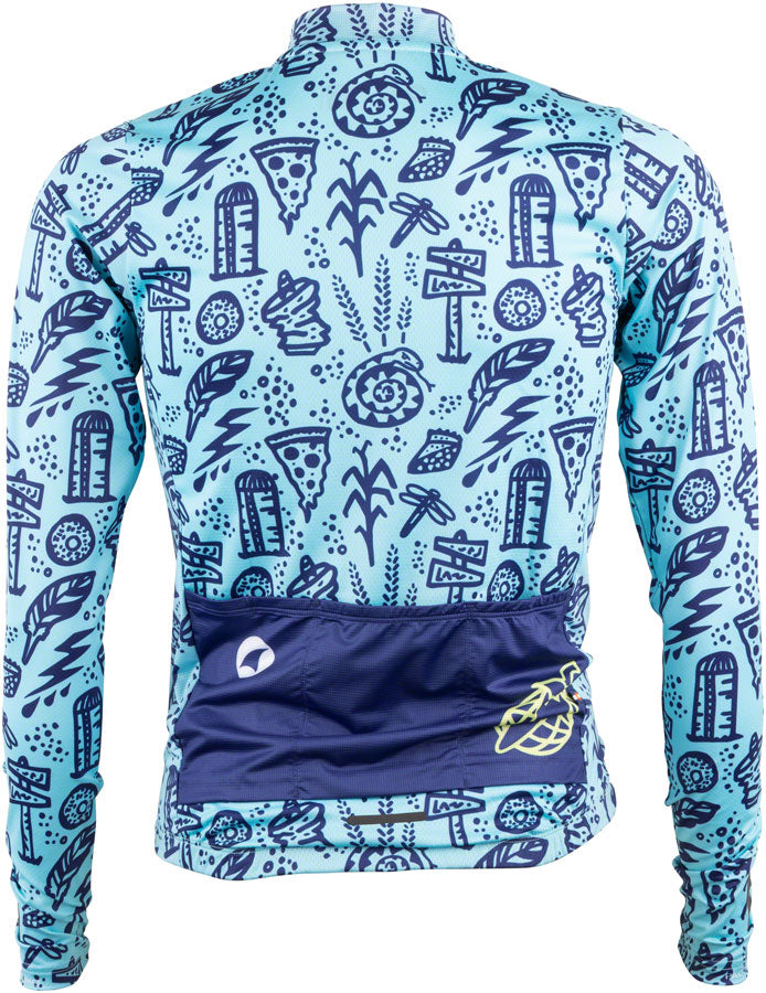 Salsa Men's Gravel Story Long Sleeve Jersey - Lite Blue, Dark Blue, Yellow, X-Large