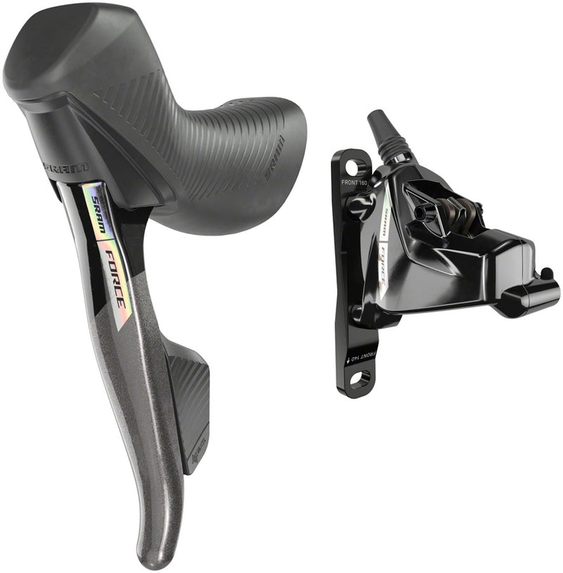 SRAM Force AXS HRD eTap Shift/Brake Lever and Hydraulic Disc Brake Caliper - Left/Front, Flat Mount, 20mm Offset, Iridescent Gray/Blk, D2