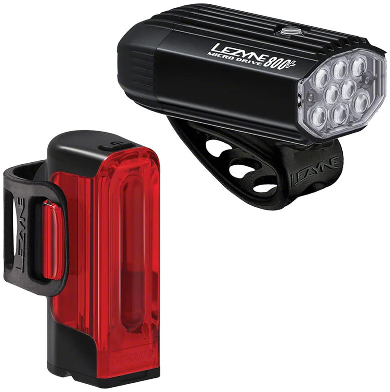 Lezyne MicroDrive 800+ / Strip Drive 300+ Headlight and Taillight Set, Black