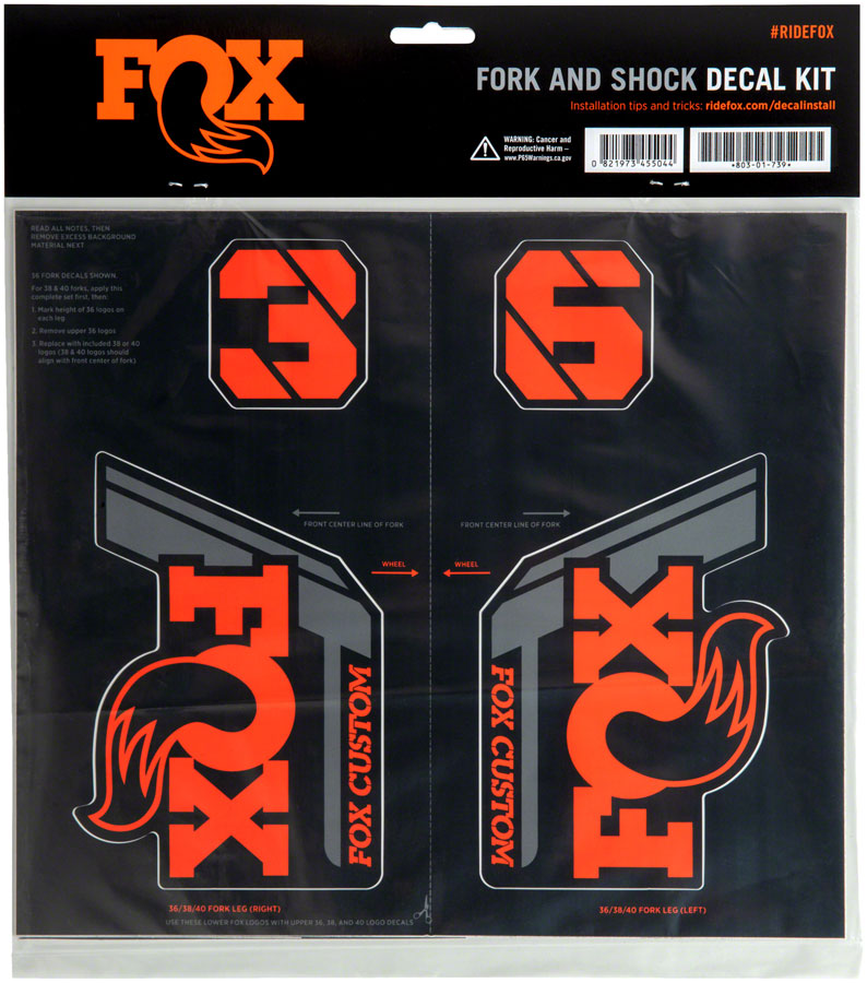 FOX Fork and Shock Decal Kit - Factory Orange