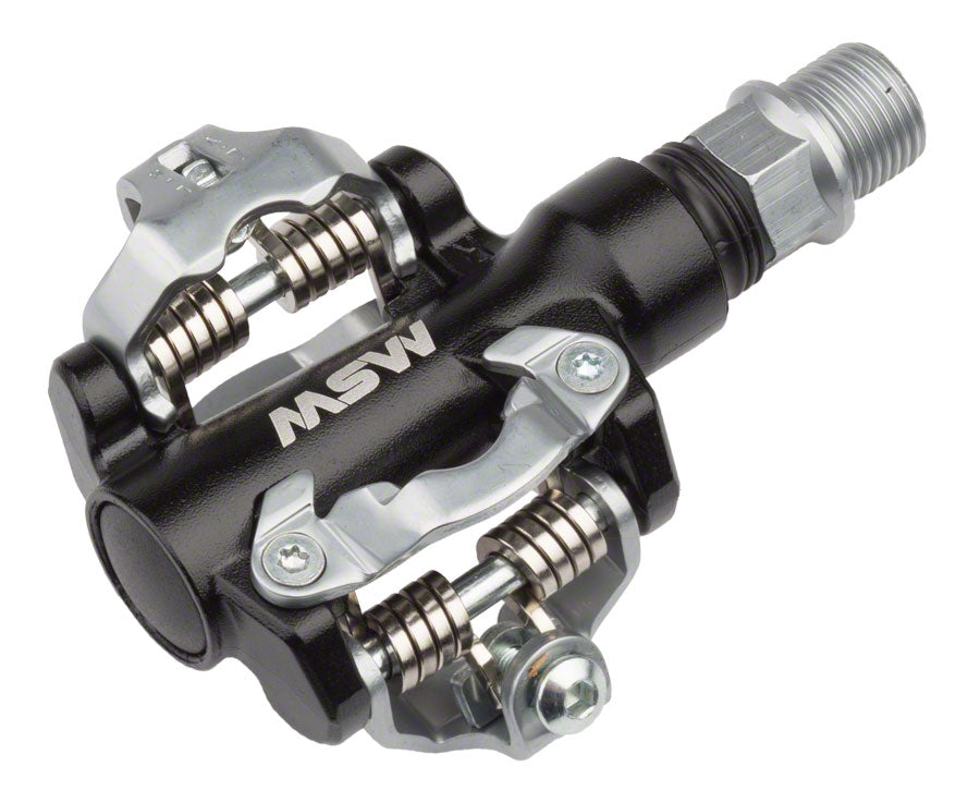 MSW MP-100 Pedals - Dual Sided Clipless, Aluminum, 9/16", Black/Silver