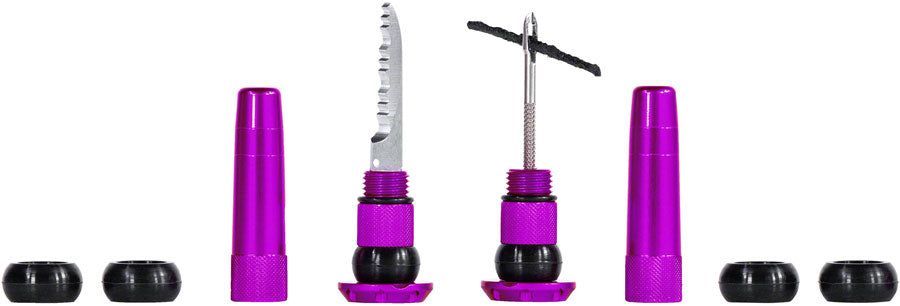 Muc-Off Stealth Tubeless Puncture Plugs Tire Repair Kit - Bar-End Mount, Purple, Pair