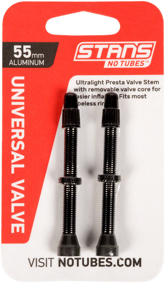 Stan's NoTubes Alloy Valve Stems - 55mm, Pair, Black