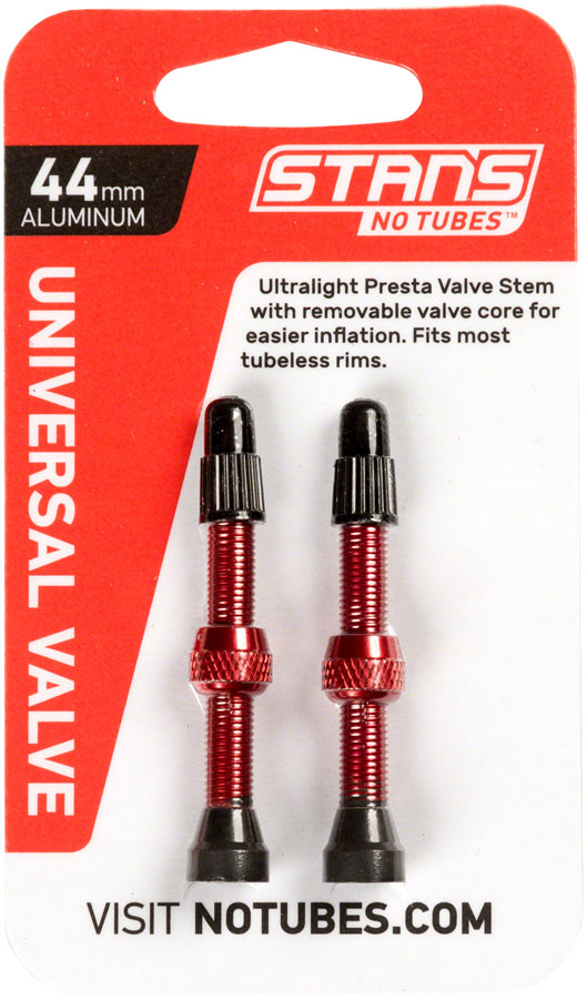 Stan's NoTubes Alloy Valve Stems - 44mm, Pair, Red