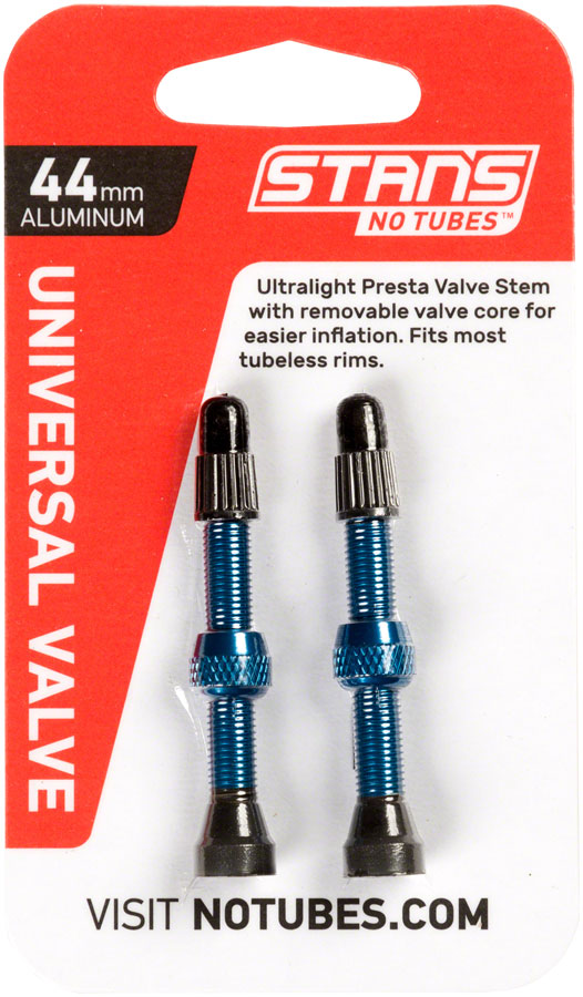 Stan's NoTubes Alloy Valve Stems - 44mm, Pair, Blue