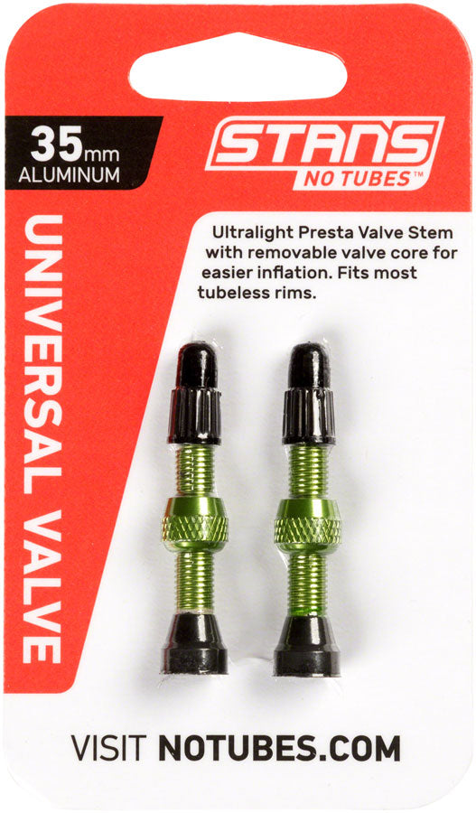 Stan's NoTubes Alloy Valve Stems - 35mm, Pair, Green