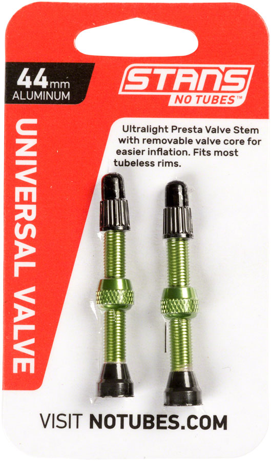 Stan's NoTubes Alloy Valve Stems - 44mm, Pair, Green