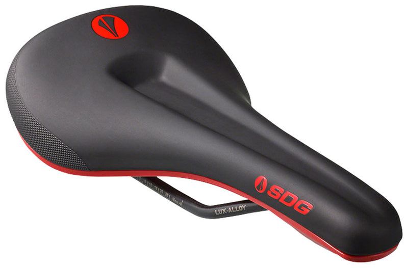 SDG Bel-Air V3 MAX Saddle - Lux-Alloy, Black/Red, Sonic Welded Sides