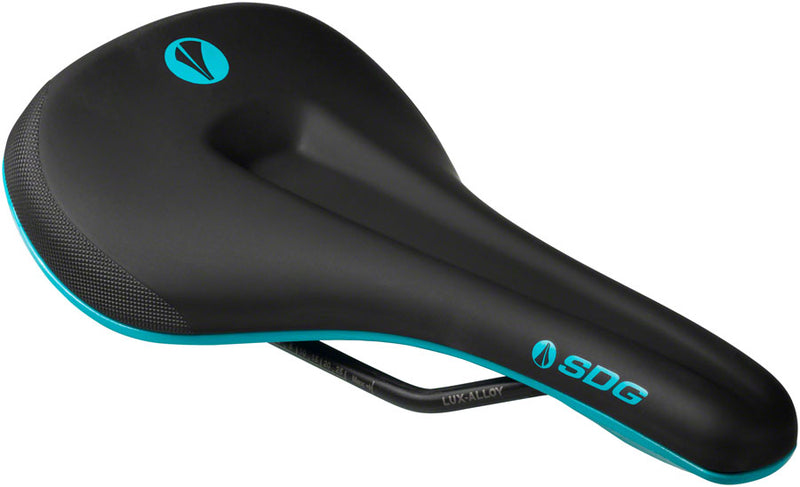 SDG Bel-Air V3 MAX Saddle - Lux-Alloy, Black/Turquoise, Sonic Welded Sides