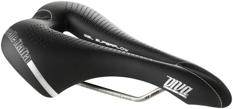 Selle Italia Diva Gel Superflow Saddle - Titanium, Black, Women's, S3