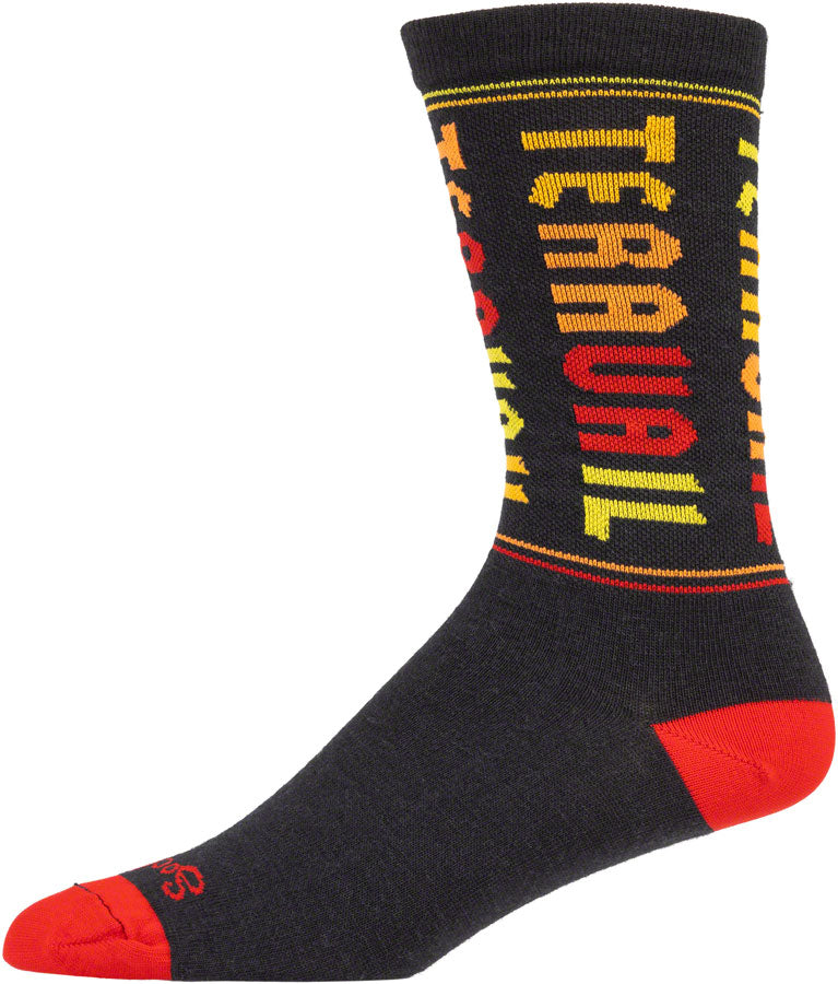 Teravail Scroll Wool Sock - Black/Red/Orange/Yellow, Small/Medium