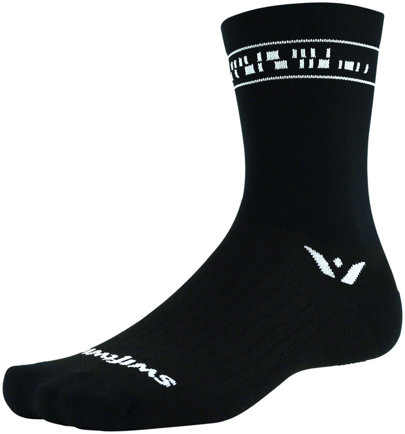 Swiftwick Vision Six Code Socks - 6 inch, Black White, Small