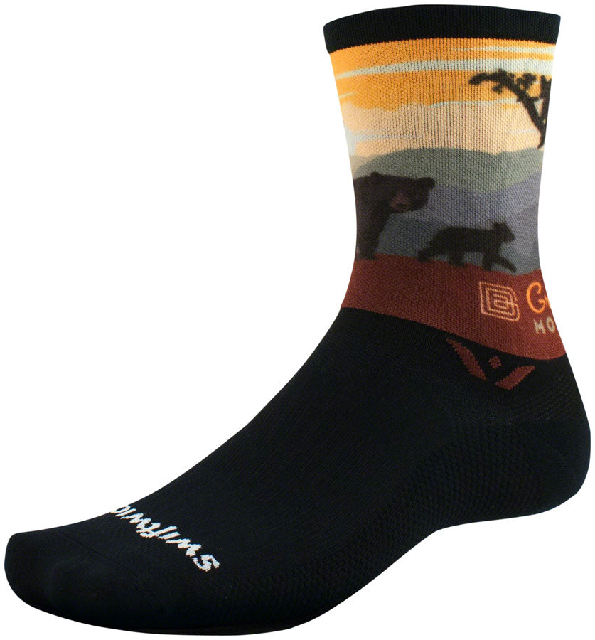 Swiftwick Vision Six Impression National Park Socks - 6 inch, Great Smoky Mountain Bears, Small