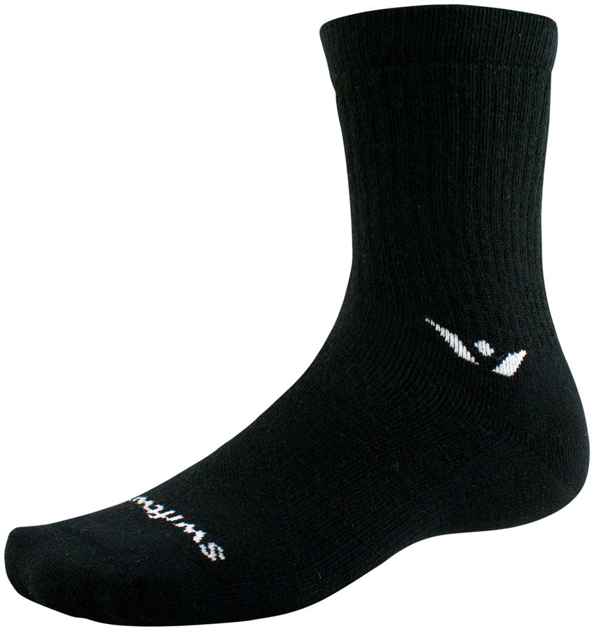 Swiftwick Pursuit Hike Medium Cushion Wool Socks - 6 inch, Medium Weight Black, XL