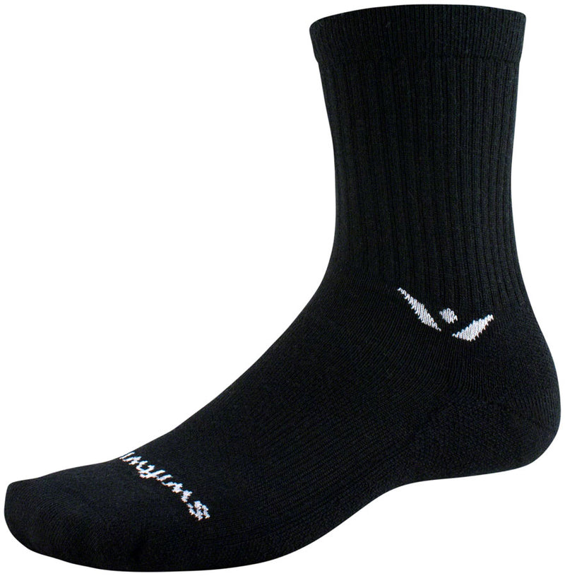 Swiftwick Pursuit Hike Light Cushion Wool Socks - 6 inch, Light Weight Black, XL