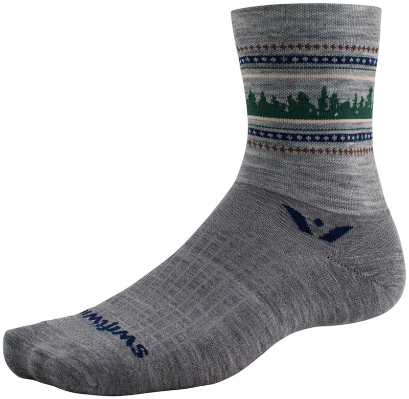 Swiftwick Vision Five Winter Collection Socks - 5 inch, Winter Heather Forest, Small