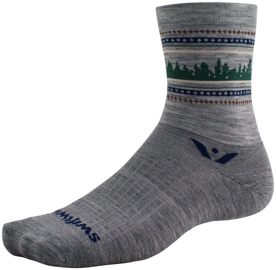 Swiftwick Vision Five Winter Collection Socks - 5 inch, Winter Heather Forest, XL