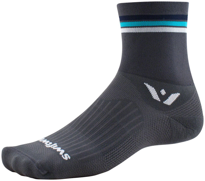 Swiftwick Aspire Four Socks - 4 inch, Gray Stripe, Medium