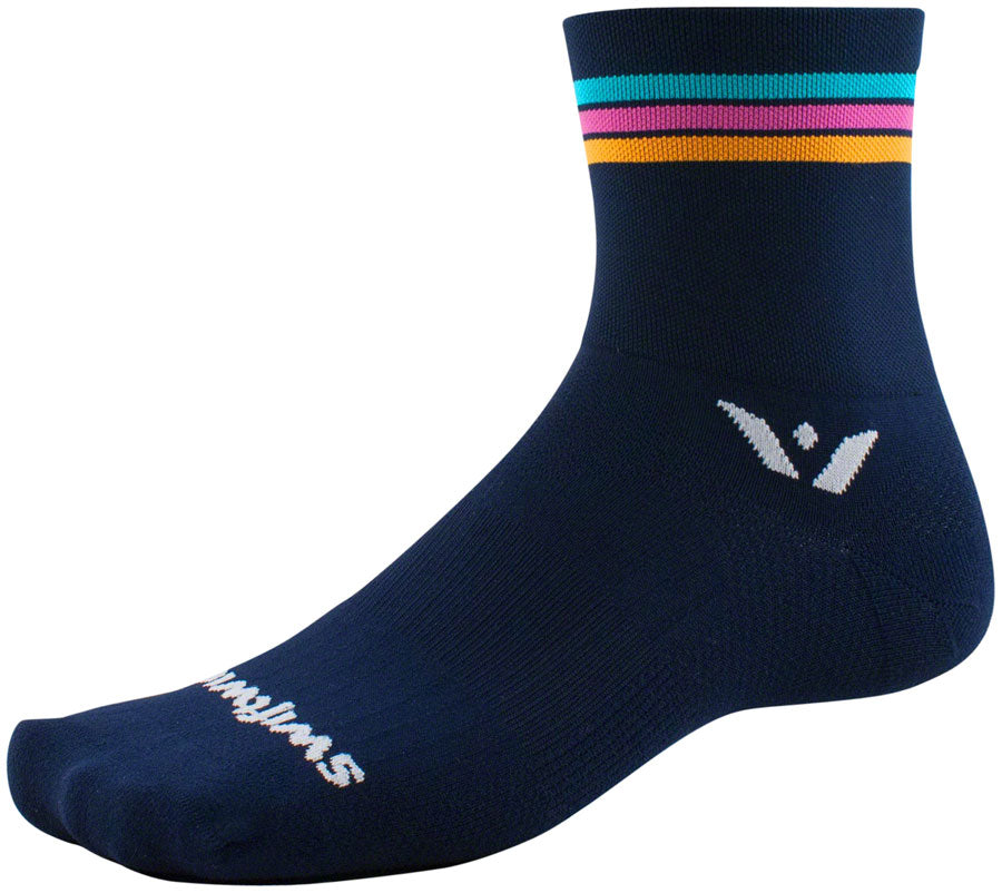 Swiftwick Aspire Four Socks - 4 inch, Navy Stripe, Small