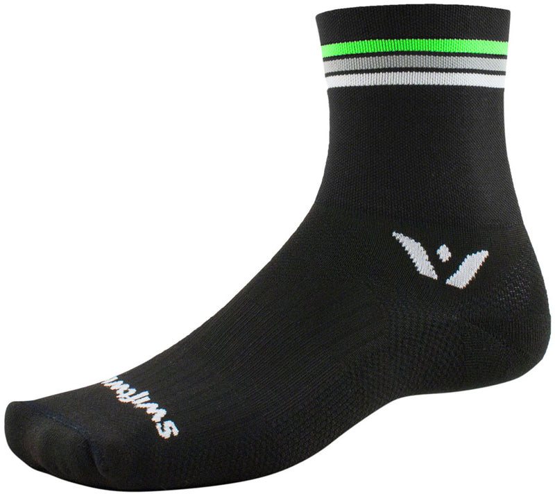 Swiftwick Aspire Four Socks - 4 inch, Black Stripe, Large