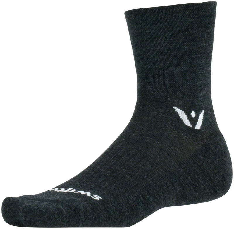 Swiftwick Pursuit Four Wool Socks - 4 inch, Coal, Large