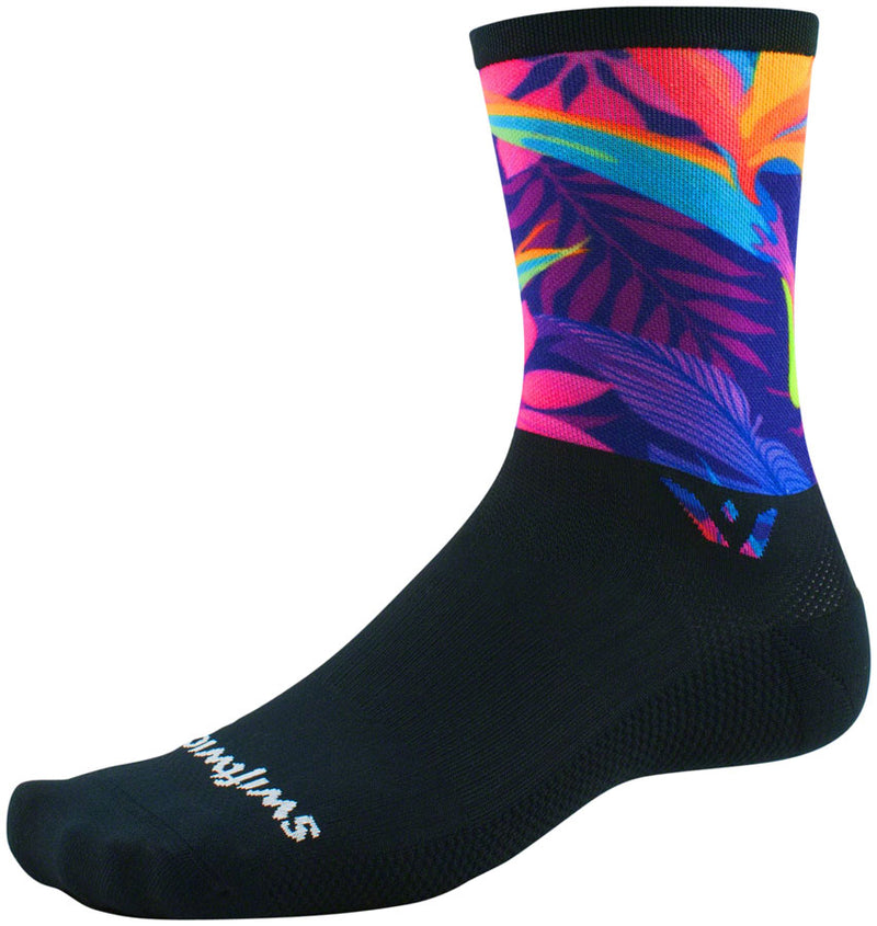 Swiftwick Vision Six Impresssion Socks - 6 inch, Neon Palm, Large