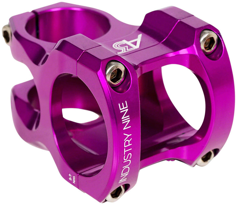 Industry Nine A318 Stem - 50mm, 31.8mm Clamp, +/-4.4, 1 1/8", Aluminum, Purple