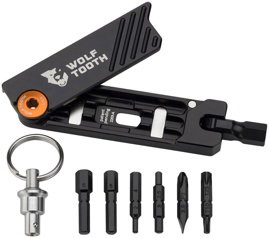 Wolf Tooth 6-Bit Hex Wrench Multi-Tool with Keyring - Black