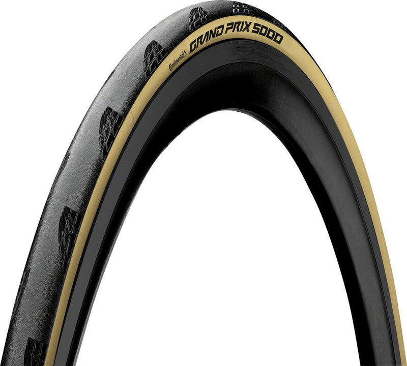 Continental Grand Prix 5000 Tire - 700 x 25, Clincher, Folding, Black/Cream, BlackChili, Vectran Breaker, LazerGrip, ACT