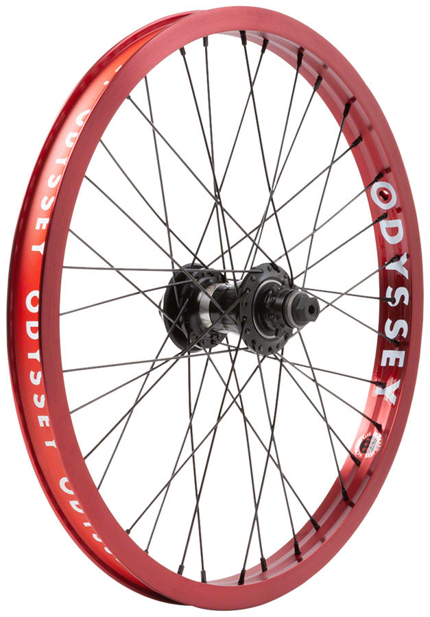 Odyssey Hazard Lite Freecoaster Rear Wheel - 20", 14 x 110mm, Rim Brake, LHD Freecoaster, Anodized Red, Clincher