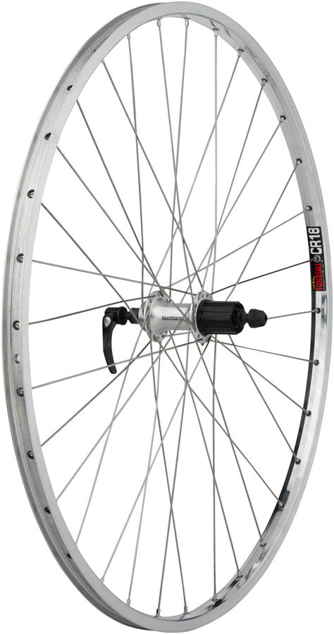 Quality Wheels CR-18 Rear Wheel - 27", QR x 130mm, Rim Brake, HG 10, Polished/Silver, Clincher