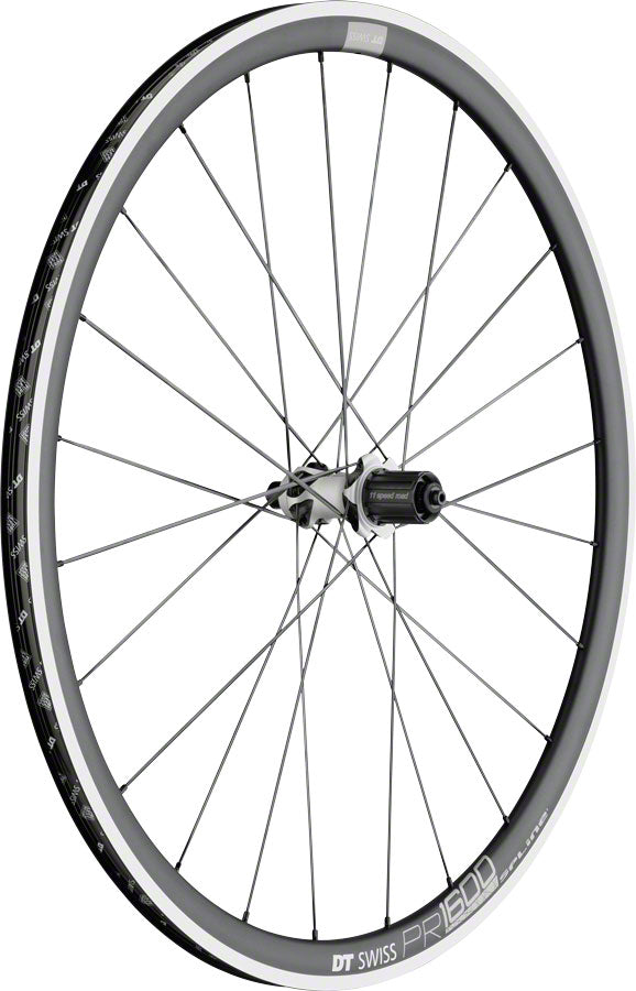 DT Swiss PR 1600 Spline 32 Rear Wheel - 700, QR x 130mm, Rim Brake, HG 11, Black