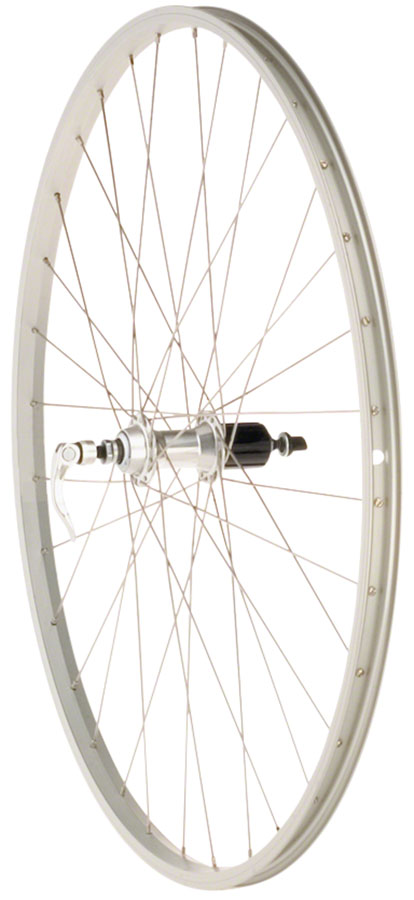 Quality Wheels Value Single Wall Series Rear Wheel - 700, QR x 130mm, Rim Brake, HG 10, Silver, Clincher