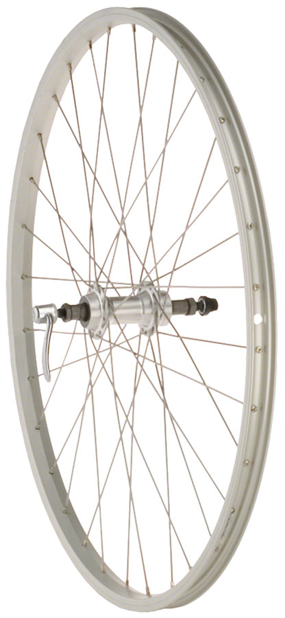 Quality Wheels Value Single Wall Series Rear Wheel - 26", QR x 135mm, Rim Brake, Freewheel, Silver, Clincher