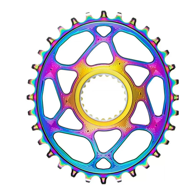 absoluteBLACK Oval Direct Mount Chainring - 34t, Shimano Direct Mount, 3mm Offset, Requires Hyperglide+ Chain, PVD Rainbow