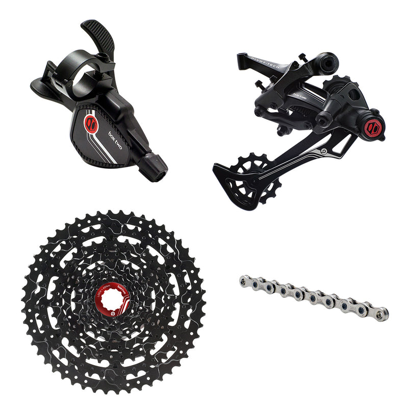 BOX Two Prime 9 X-Wide Single Shift eBike Groupset - Includes X-Wide Rear Derailleur, 11-50t Cassette, Single Shift Shifter, Prime 9 Chain