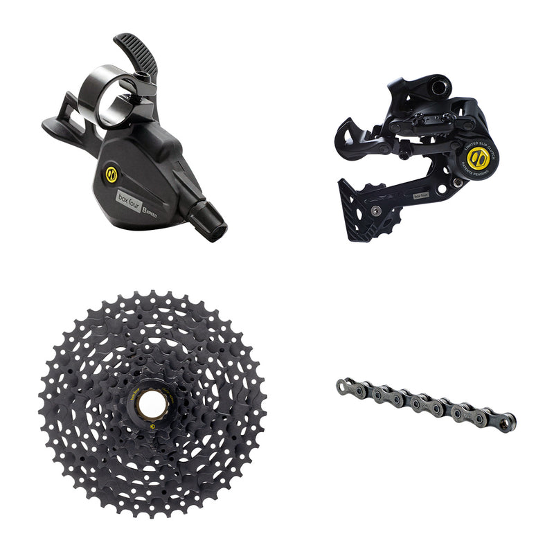 BOX Four 8-Speed Wide Multi Shift Groupset - Includes Wide Rear Derailleur, 11-42t Cassette, Multi Shift Shifter, 8-Speed Chain