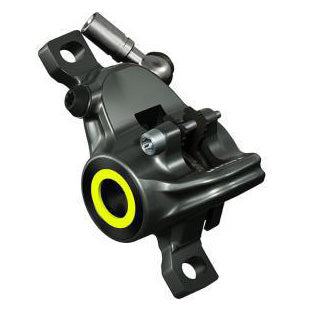 Magura MT8 SL Disc Brake Caliper - Front or Rear, Post Mount, 2-Piston, Gray/Red/Yellow