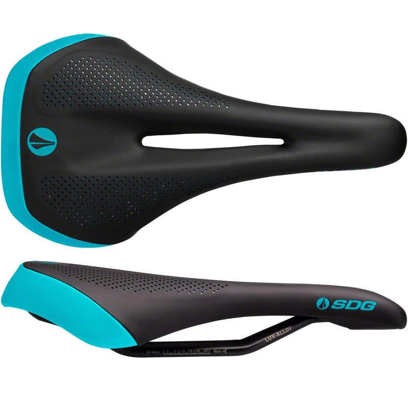 SDG Allure V2 Saddle - Lux-Alloy, Black/Turquoise