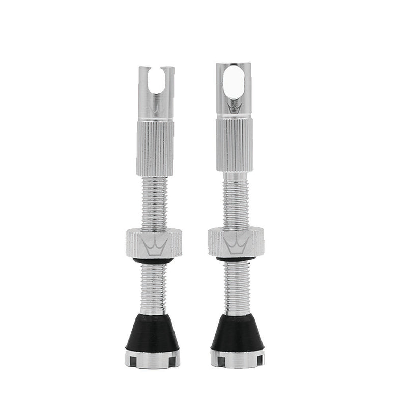 Peaty's Alloy Presta Valve Stem, 60mm, Pair, Silver